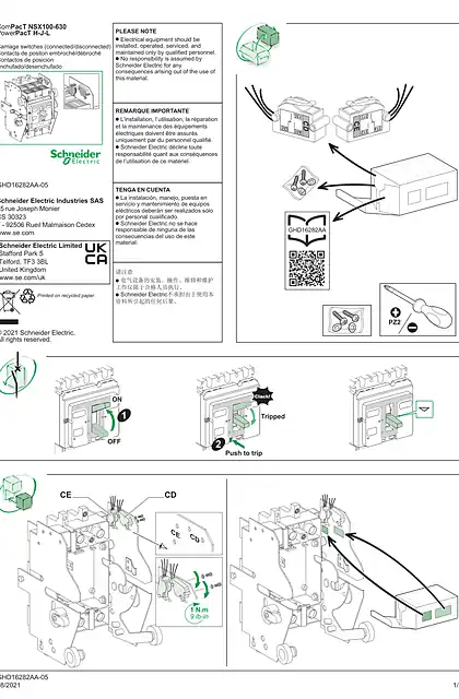 schneider施耐德ComPacT NSX100-630_ PowerPacT H-J-L - Carriage switches (connected_disconnected) - 说明页